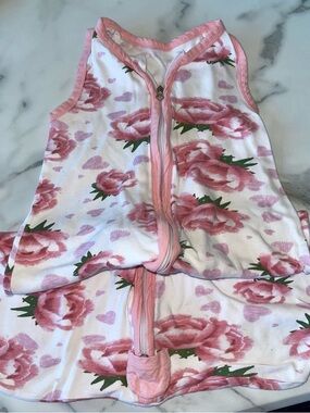 Pink Floral Zip-Front Kids Pajamas